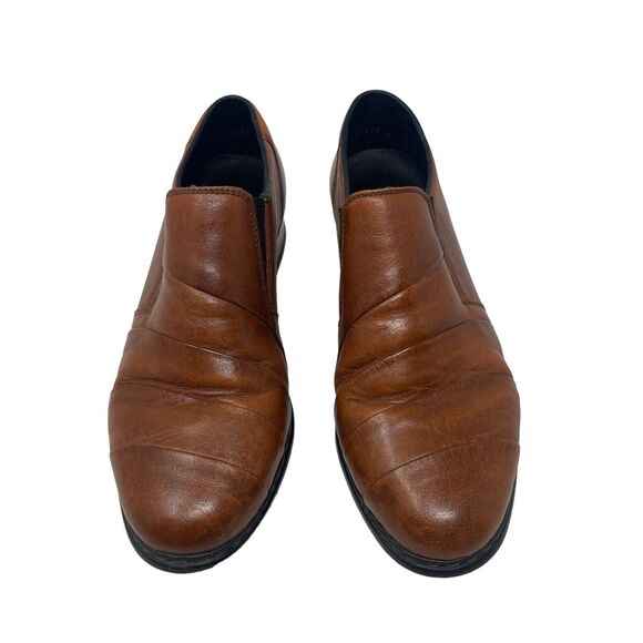 Rieker Brown Leather Slip On Ruched Loafers Slip On Comfort Career Womens 5.5 - Picture 2 of 8